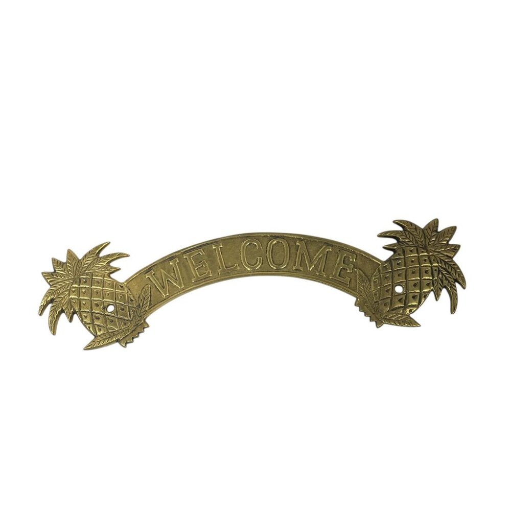 Pineapple-Themed Brass Welcome Sign With‎ Tropical Design Vintage